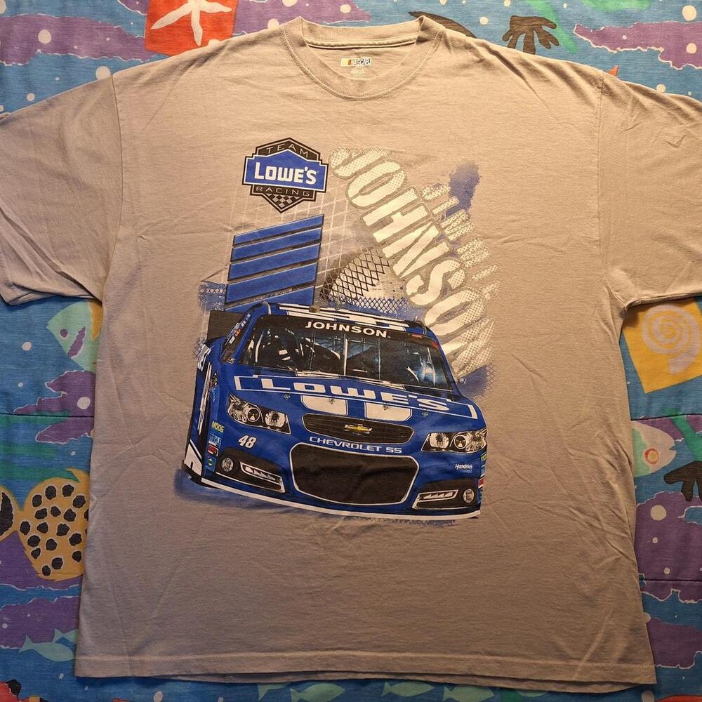 Jimmie Johnson Lowe's Racing Gray & Blue Graphic NASCAR T-Shirt Men's 2XL